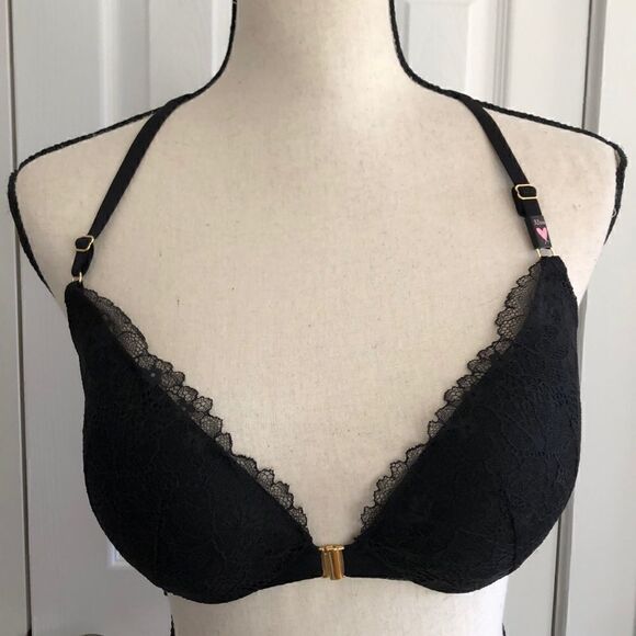 Victoria’s Secret Push-Up Strappy Plunge Bra in Black Lace - Picture 6 of 14